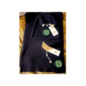 Tory Burch Color Block Logo Scarf/ Hat Set. Brand New but I did take tags off.